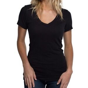 Cariloha Bamboo Cotton V-neck Black T-shirt‎ Sz XS